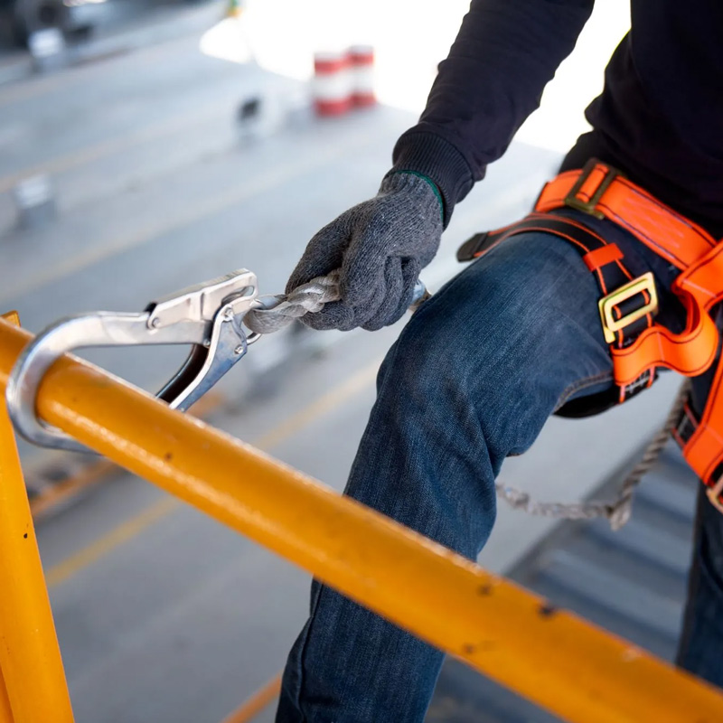 someone using a harness and hook